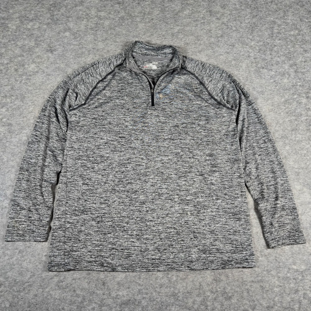 Under Armour Mens Gray HeatGear Space Dye Quarter Zip Pullover Medium